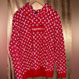 Supreme x Louis Vuitton red box logo hoodie